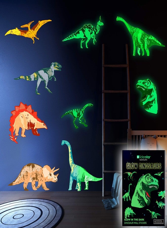 LIDERSTAR Glow in The Dark Dinosaur Wall Decals for Kids – Removable Dino Stickers for Ceiling, Bedroom, Nursery or Playroom – Self-Adhesive Wall Decor, Gift Idea for Boys and Girls, Easy to Apply - Image 1